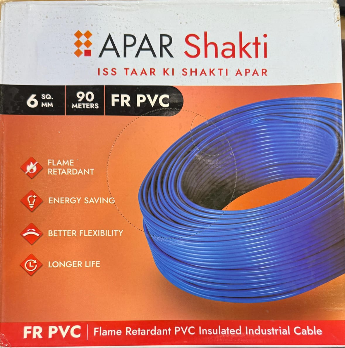 APAR shakti EBXL HR FR PVC Wire 90m [6.00 sq. mm, Red]